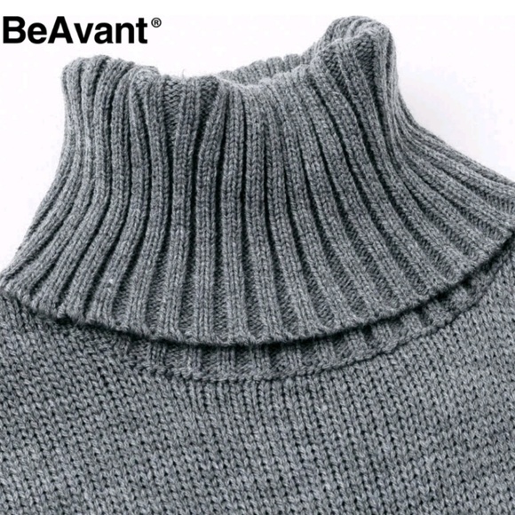 New Elegant Turtleneck Women Sweater Dress - Picture 7 of 8